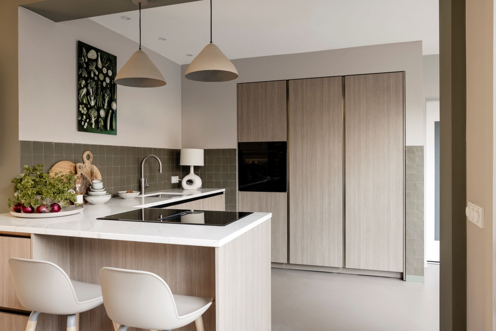 ingerichte keuken met vloerverwarming