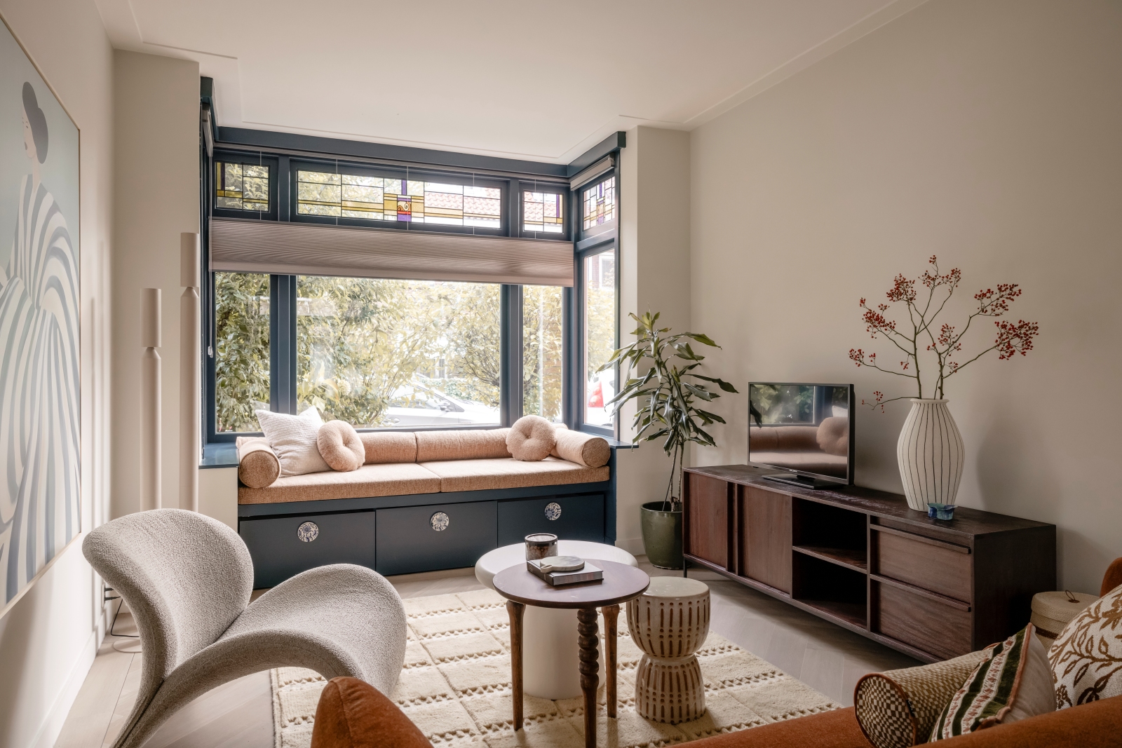 woonkamer met vloerverwarming ingericht