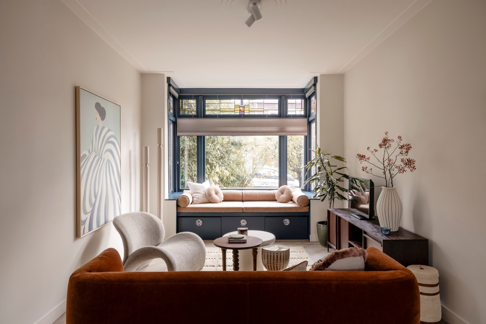 woonkamer met vloerverwarming ingericht