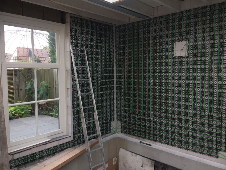 Wandverwarming zonder afwerklaag