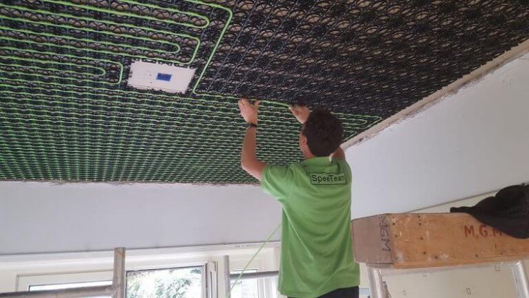 Plafondverwarming geïnstalleerd door WARP