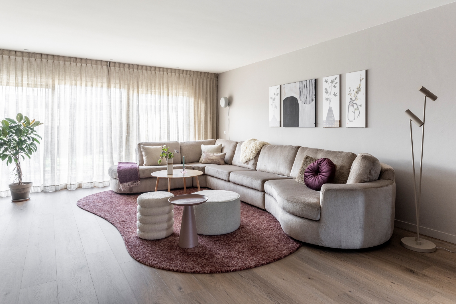 woonkamer met vloerverwarming ingericht